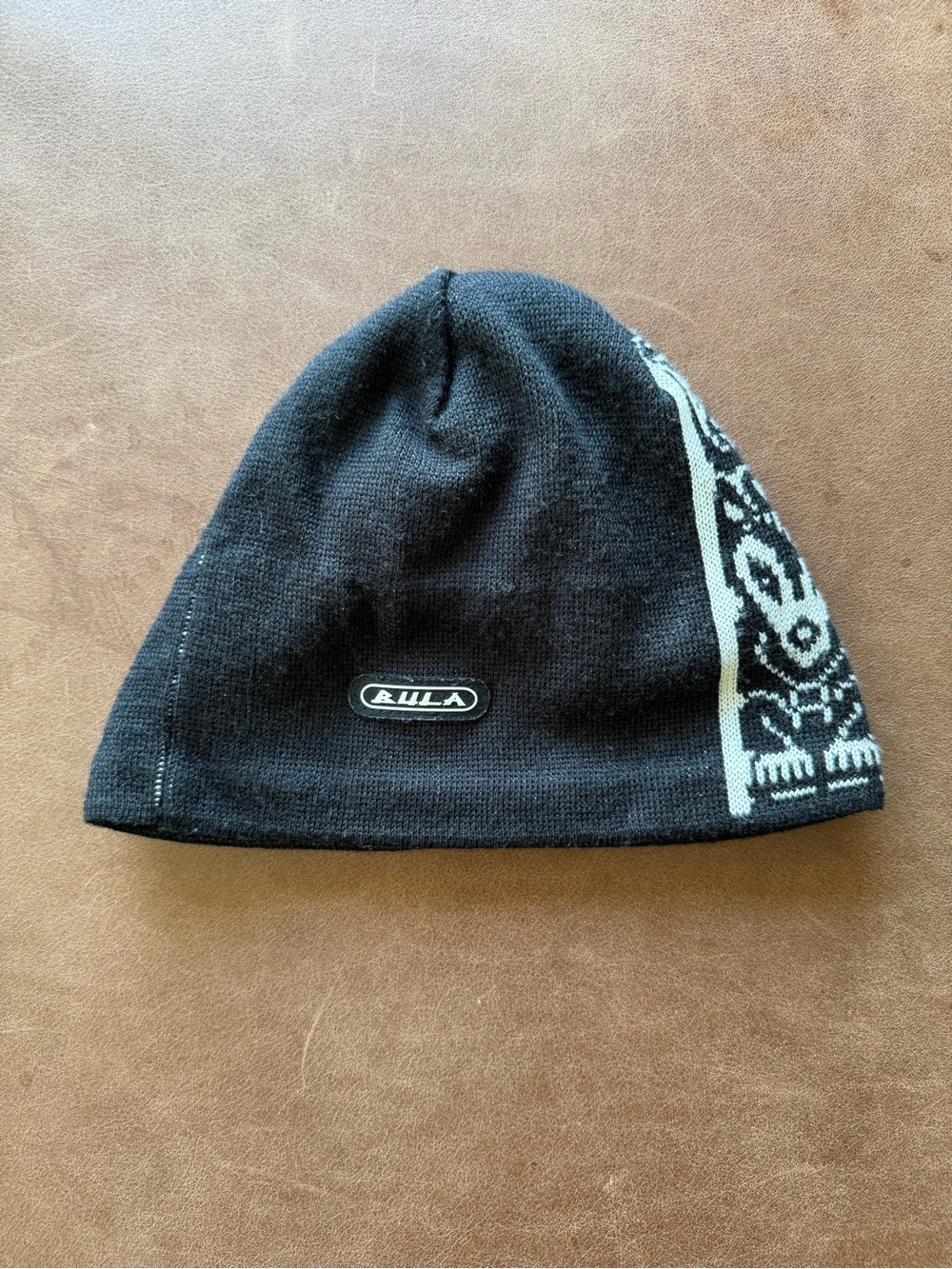 BULA Black Fleece lined Wool Knit Beanie